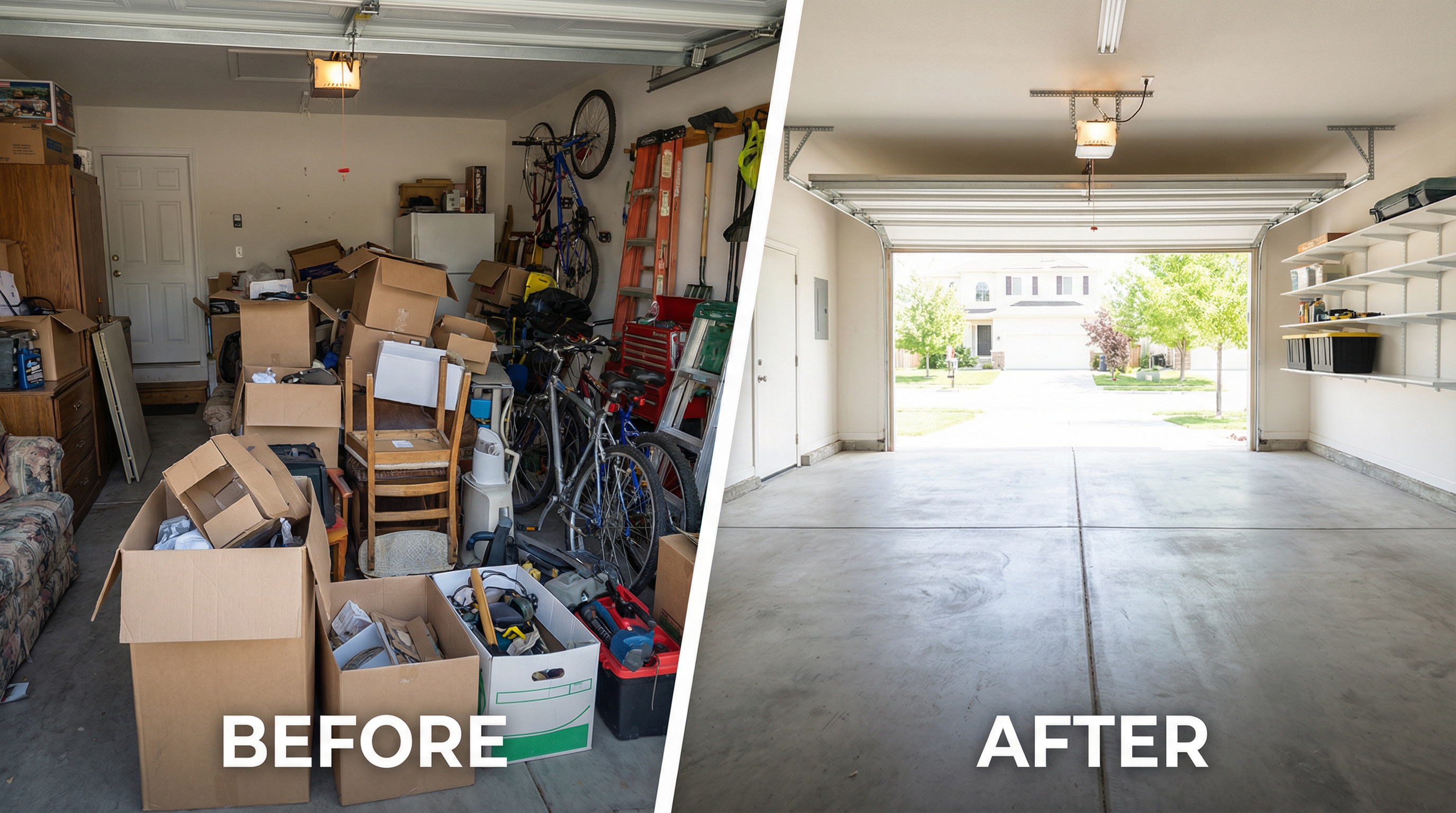 Before and after garage cleanout